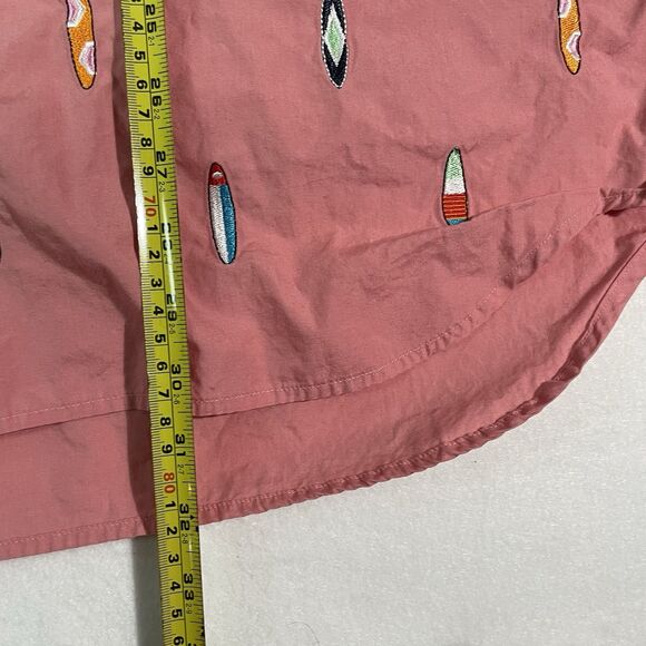 Robert Graham Button Down Shirt Mens XL Pink Surfboard All Over Embroidery - Picture 4 of 6